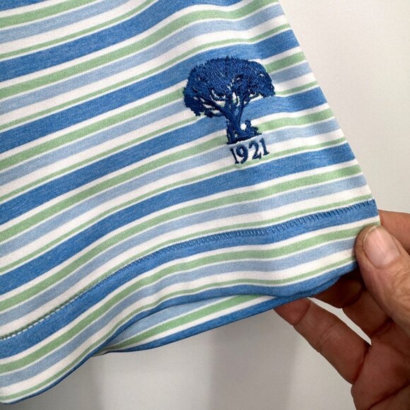 Peter Millar Summer Comfort Golf Shirt Blue Striped Sz Large - Picture 5 of 10